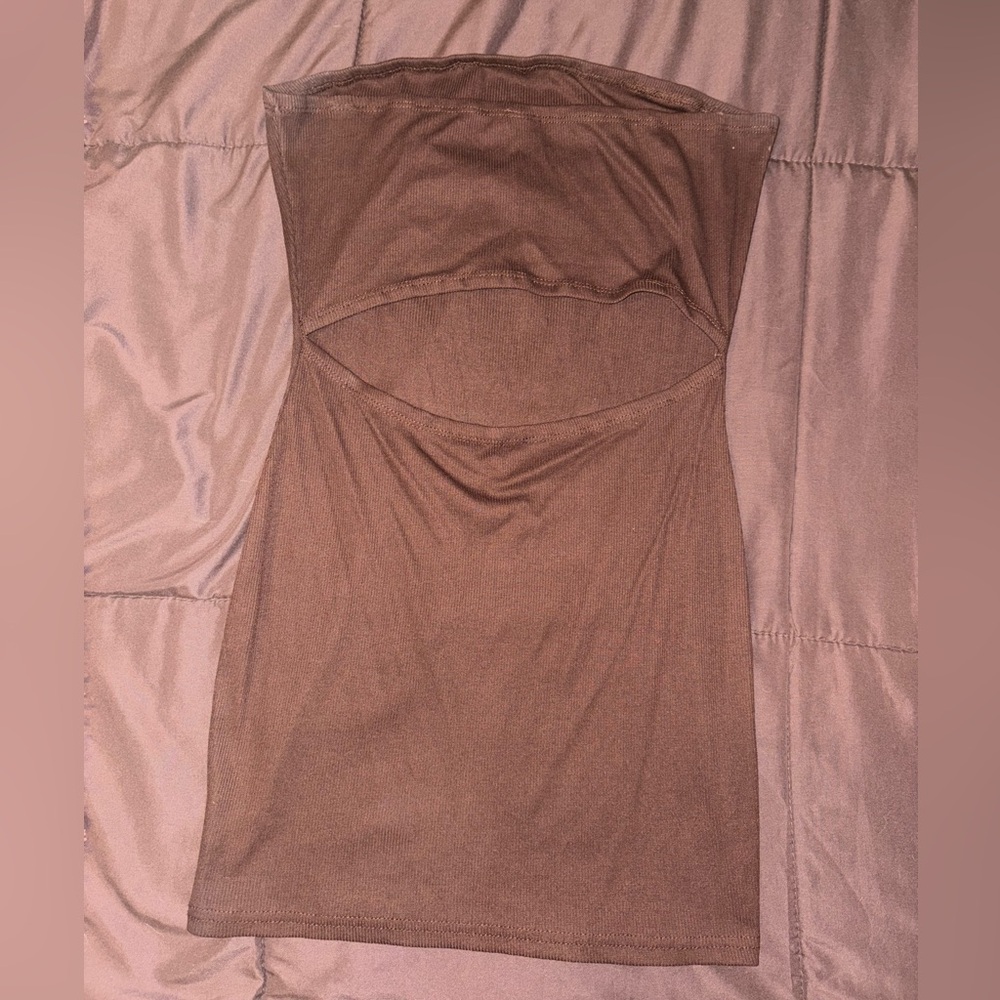 Brown Strapless Dress
